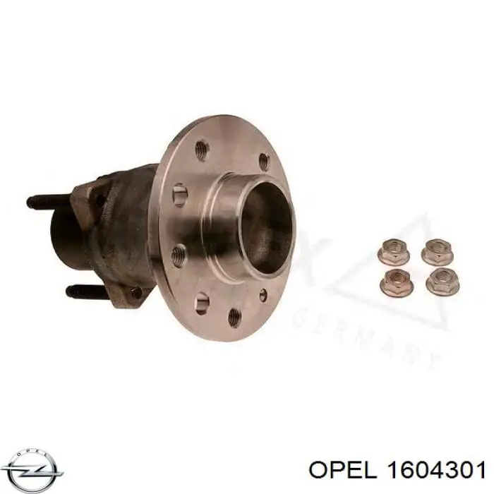 1604301 Opel cubo de rueda trasero