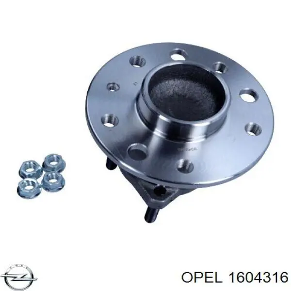 1604316 Opel cubo de rueda trasero