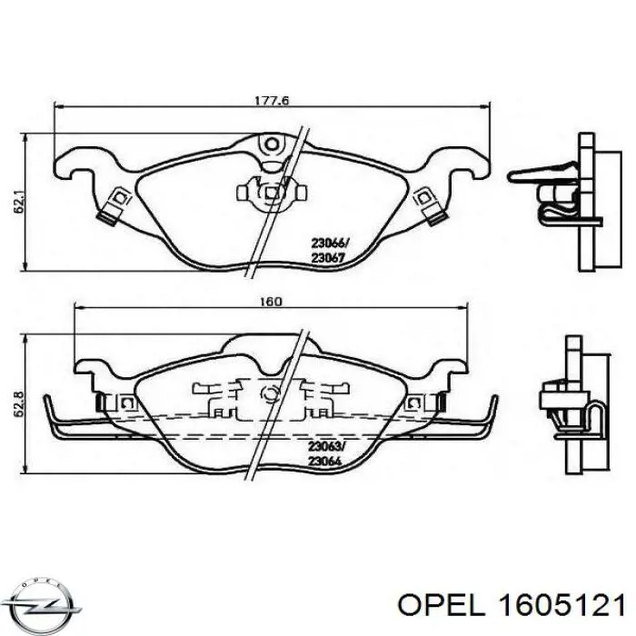 1605121 Opel pastillas de freno delanteras