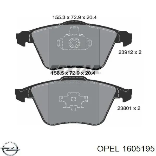 1605195 Opel pastillas de freno delanteras