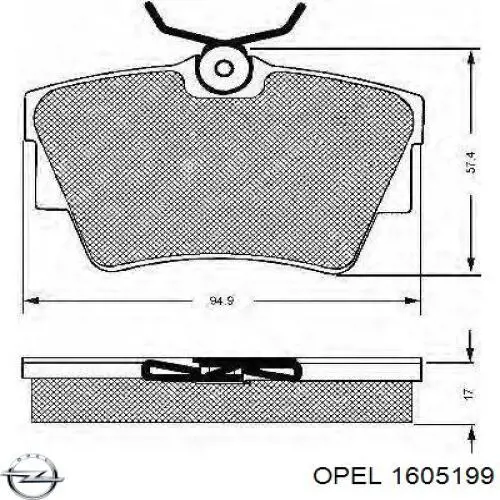 1605199 Opel pastillas de freno traseras