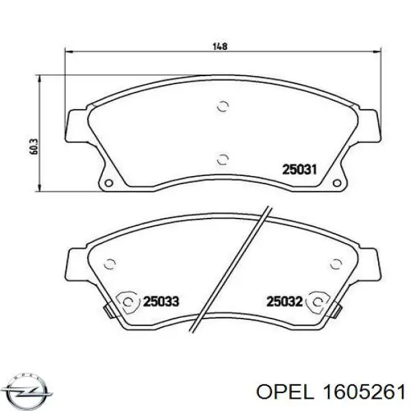 1605261 Opel pastillas de freno delanteras