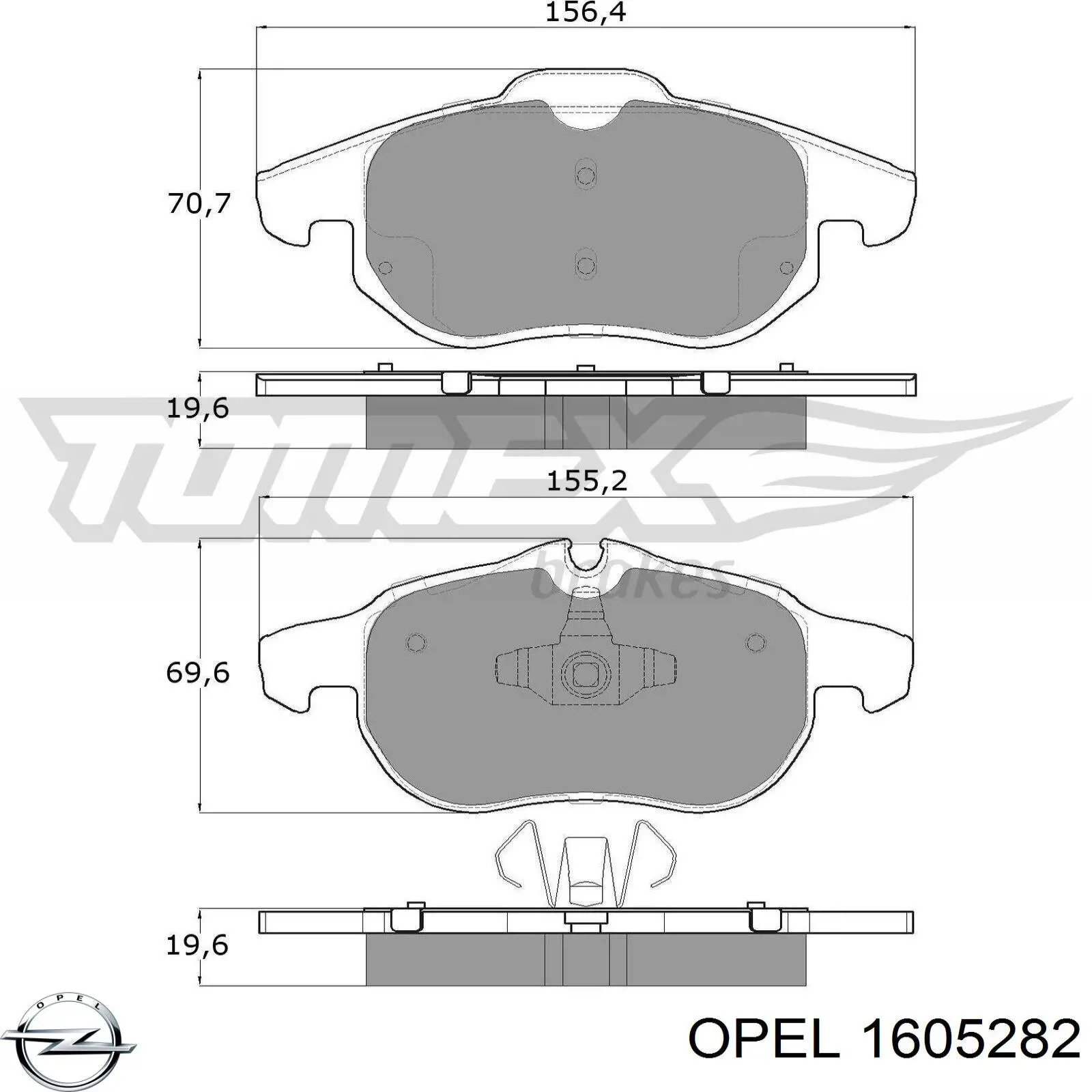 1605282 Opel pastillas de freno delanteras