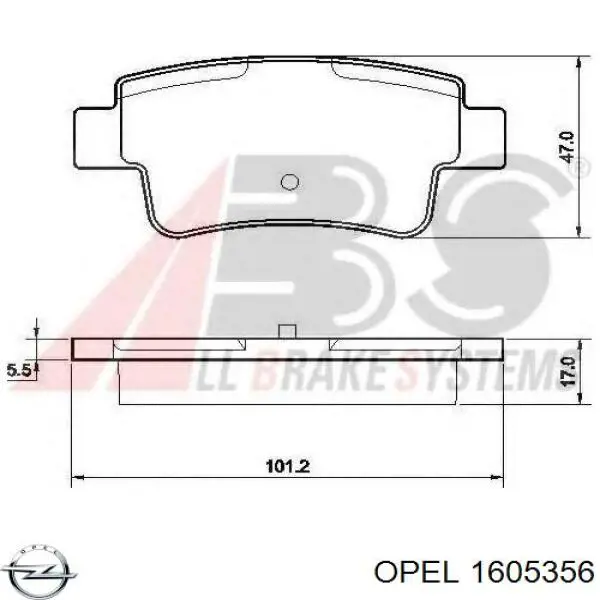 1605356 Opel pastillas de freno traseras