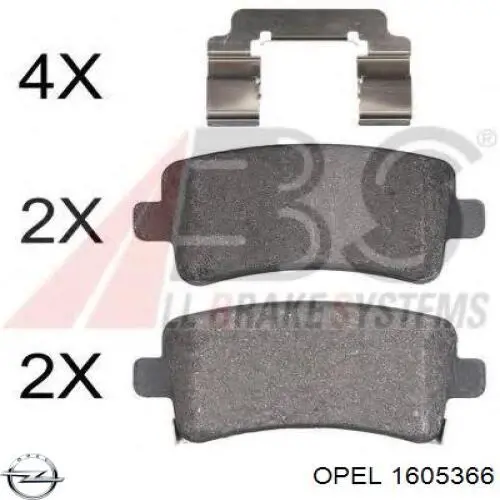 1605366 Opel pastillas de freno traseras