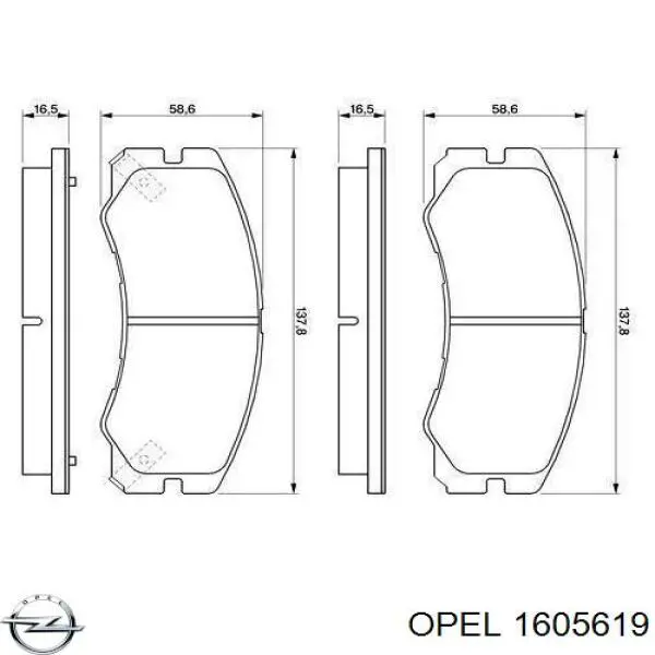 1605619 Opel pastillas de freno delanteras