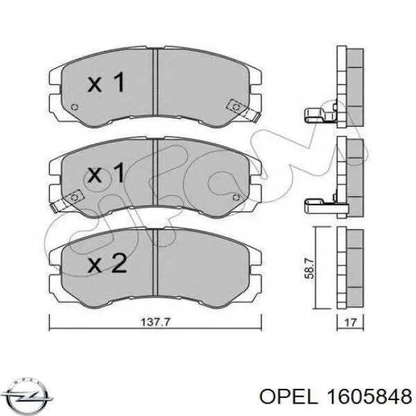 1605848 Opel pastillas de freno delanteras