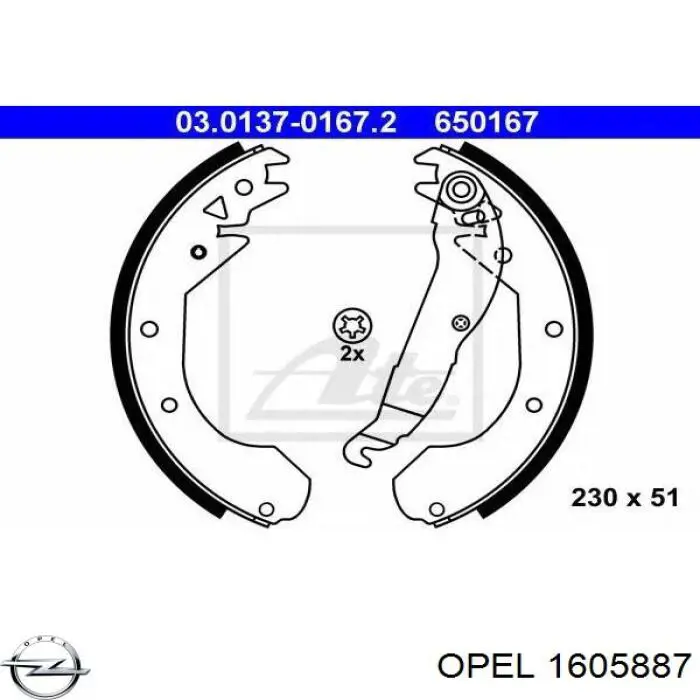 1605887 Opel zapatas de frenos de tambor traseras