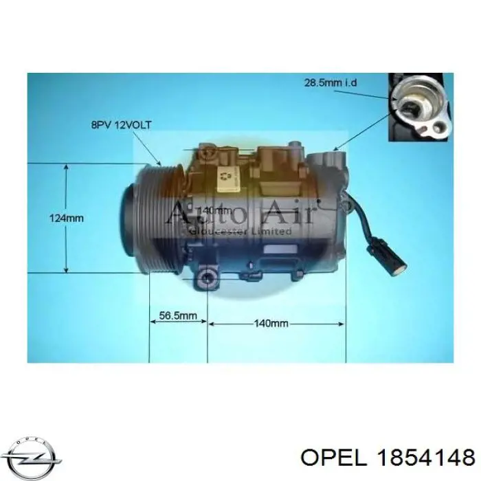 1854148 Opel compresor de aire acondicionado