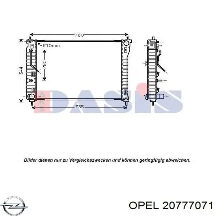 20777071 Opel radiador refrigeración del motor