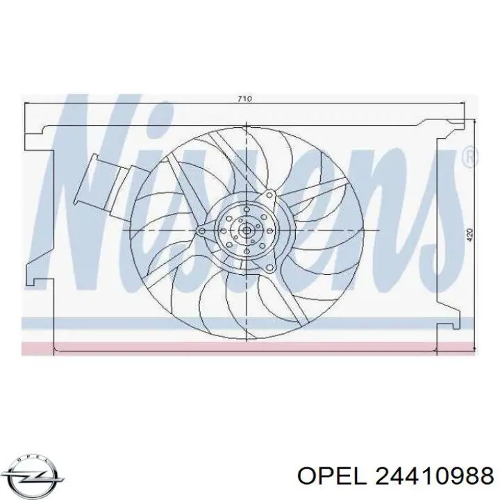 24410988 Opel ventilador (rodete +motor refrigeración del motor con electromotor completo)