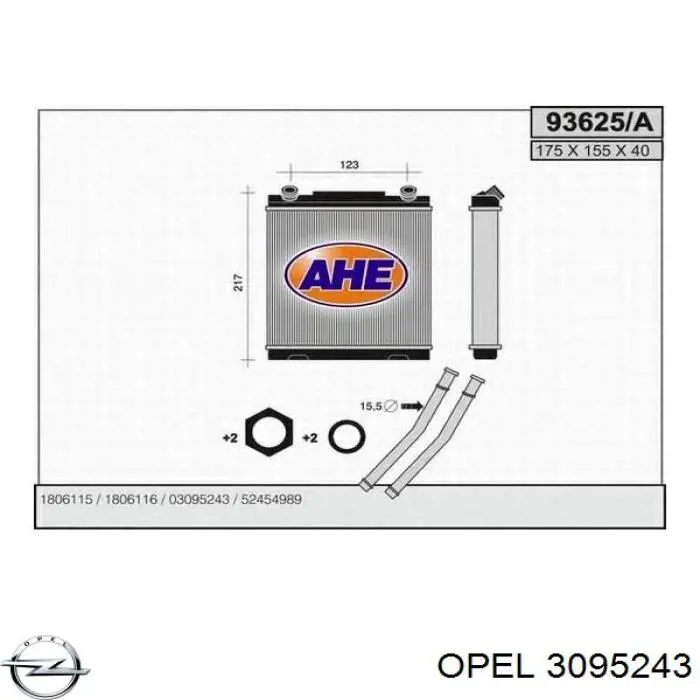 3095243 Opel radiador de calefacción