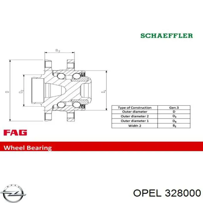 328000 Opel cubo de rueda delantero