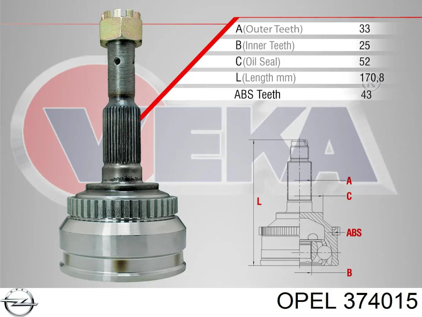 374015 Opel junta homocinética exterior delantera