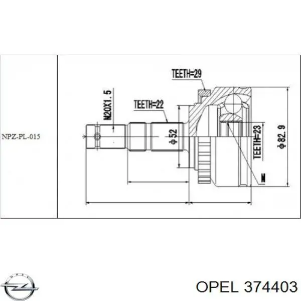 374403 Opel junta homocinética exterior delantera