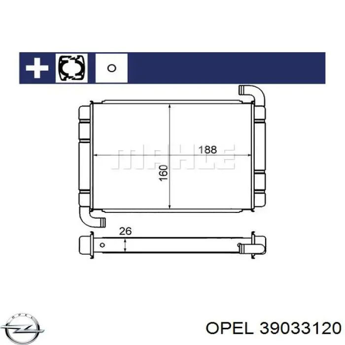 39033120 Opel radiador de calefacción