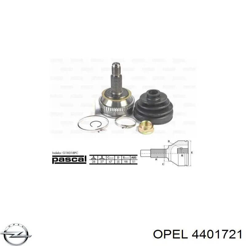 4401721 Opel árbol de transmisión delantero izquierdo