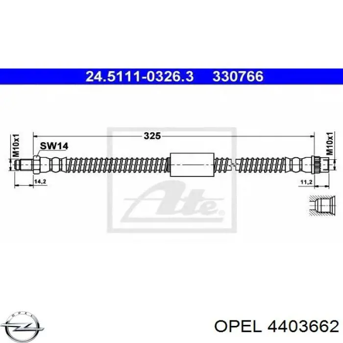 4403662 Opel tubo flexible de frenos trasero