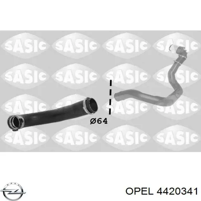 4420341 Opel tubo flexible de aire de sobrealimentación izquierdo