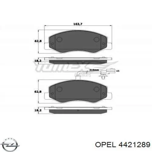 4421289 Opel pastillas de freno traseras