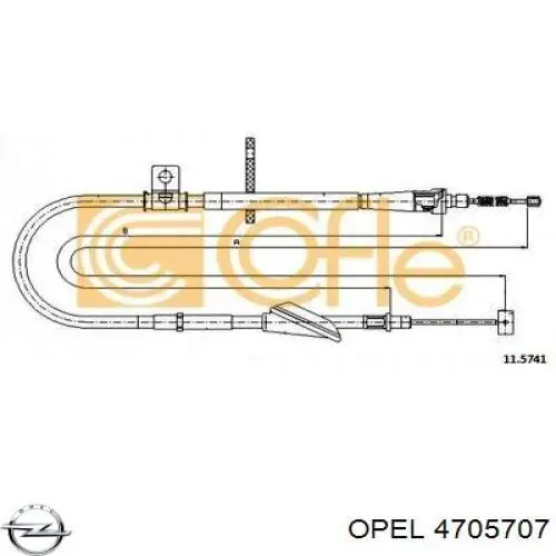 4705707 Opel cable de freno de mano trasero derecho