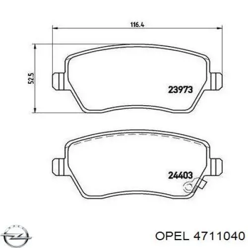 4711040 Opel pastillas de freno delanteras