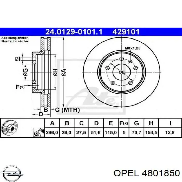 4801850 Opel freno de disco delantero