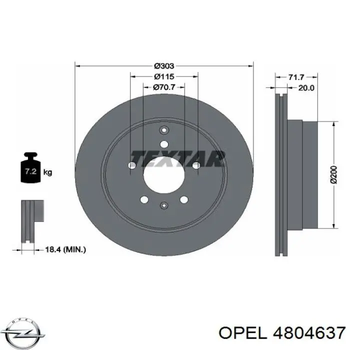 4804637 Opel disco de freno trasero