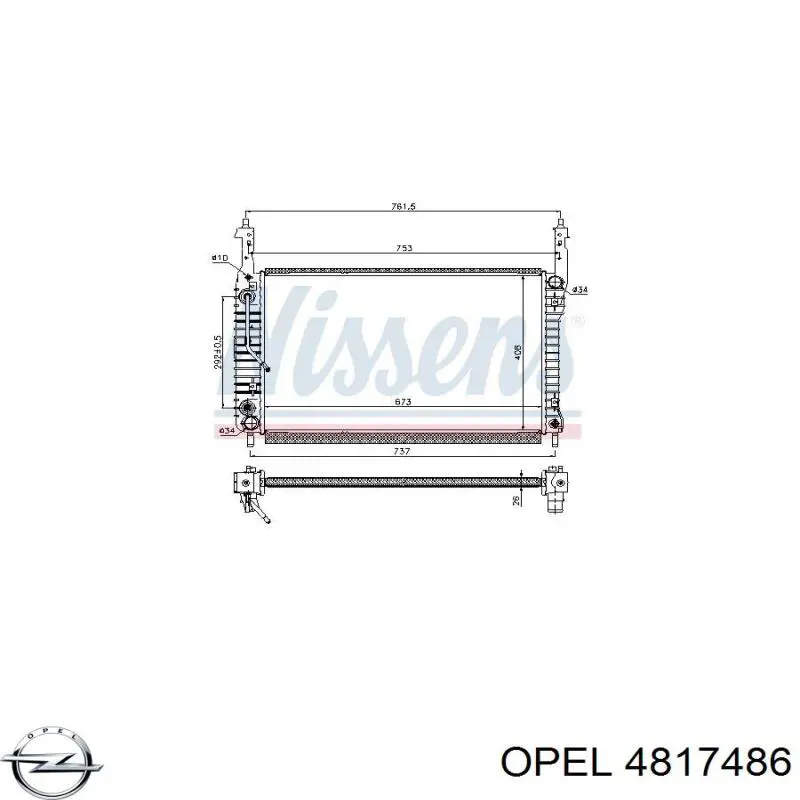 4817486 Opel radiador refrigeración del motor