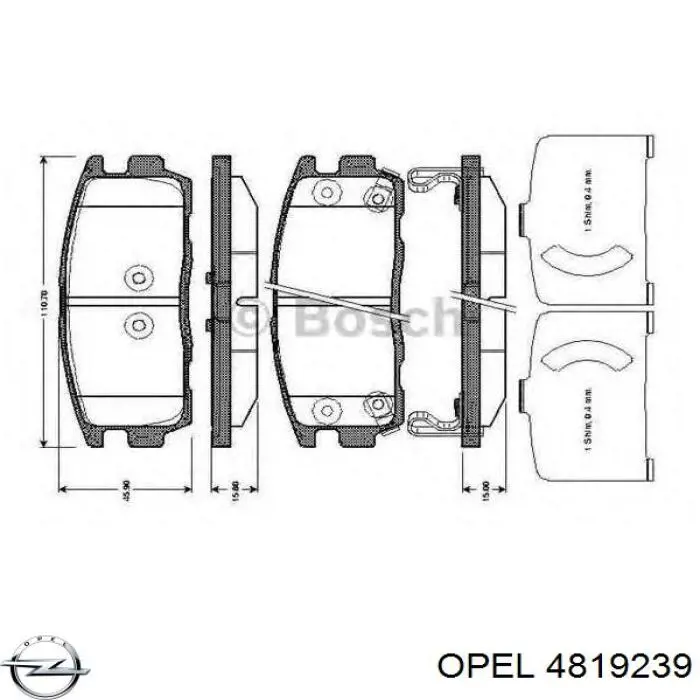 4819239 Opel pastillas de freno traseras