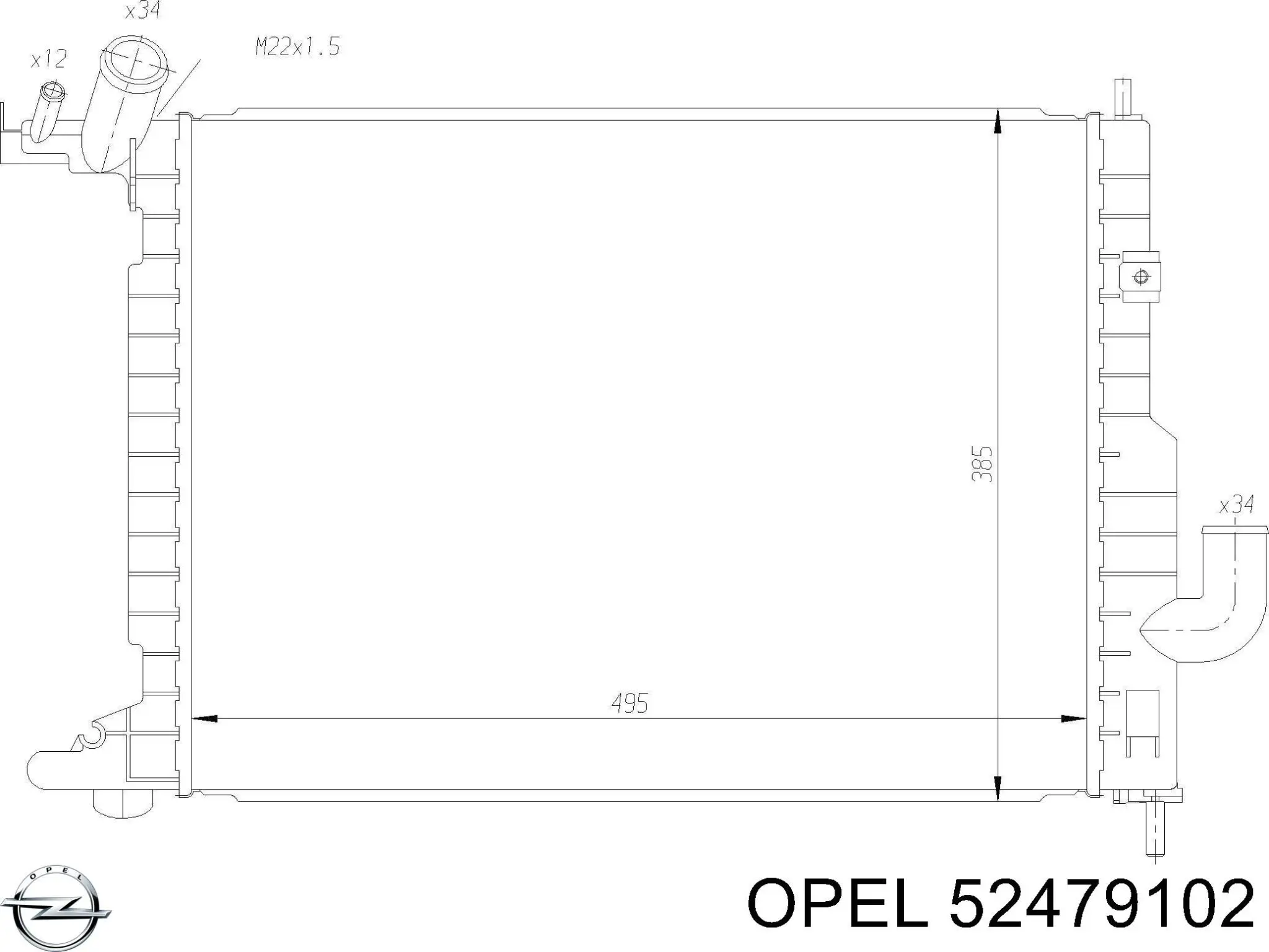 52479102 Opel radiador refrigeración del motor