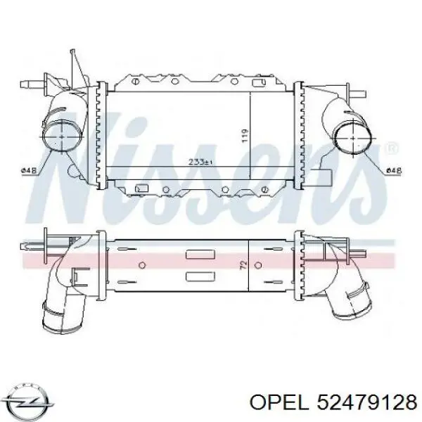 52479128 Opel radiador de aire de admisión