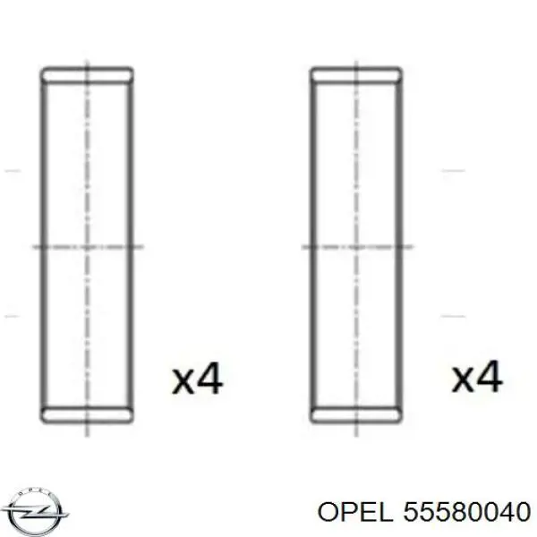 55580040 Opel juego de cojinetes de biela, cota de reparación +0,25 mm