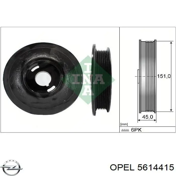 5614415 Opel polea, cigüeñal