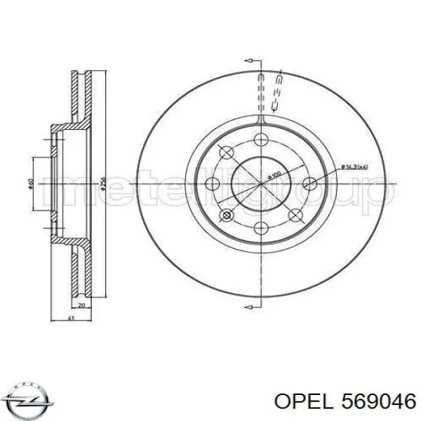 569046 Opel freno de disco delantero