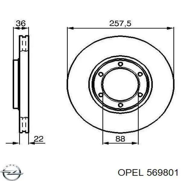 569801 Opel freno de disco delantero