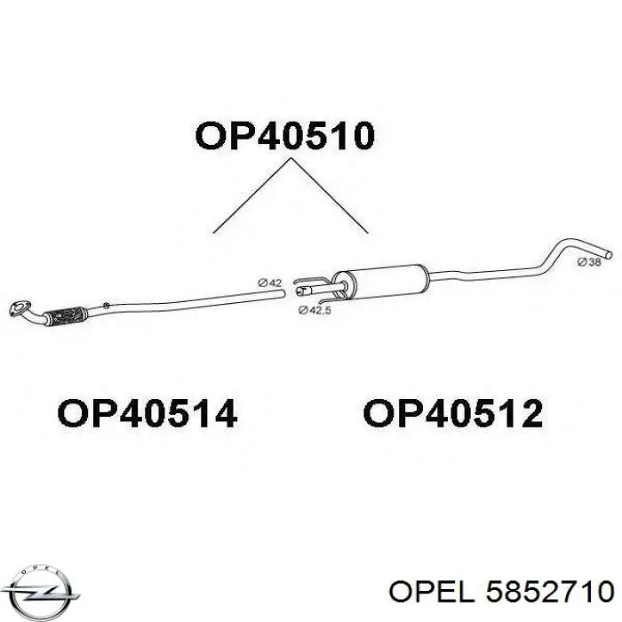 5852710 Opel silenciador del medio