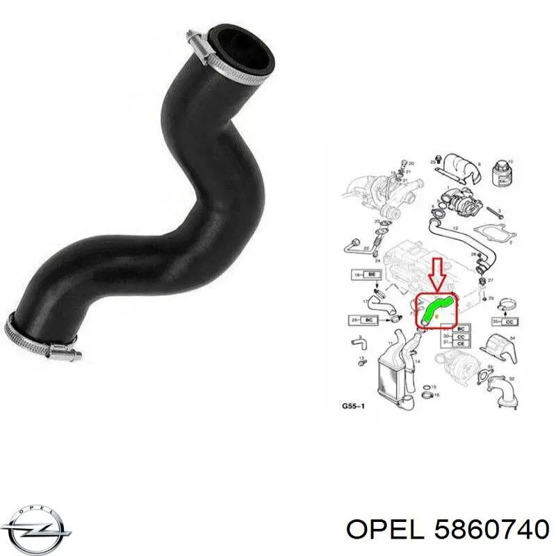 DCX118TT Thermotec tubo flexible de aire de sobrealimentación superior izquierdo