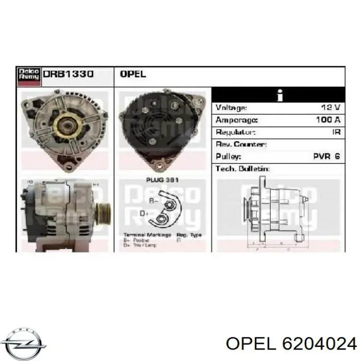 6204024 Opel alternador