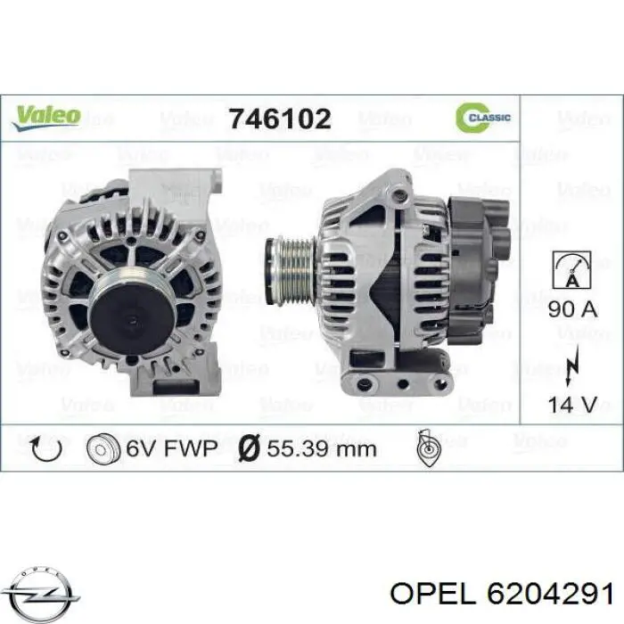 6204291 Opel alternador