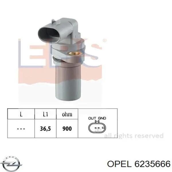 6235666 Opel sensor de posición del cigüeñal