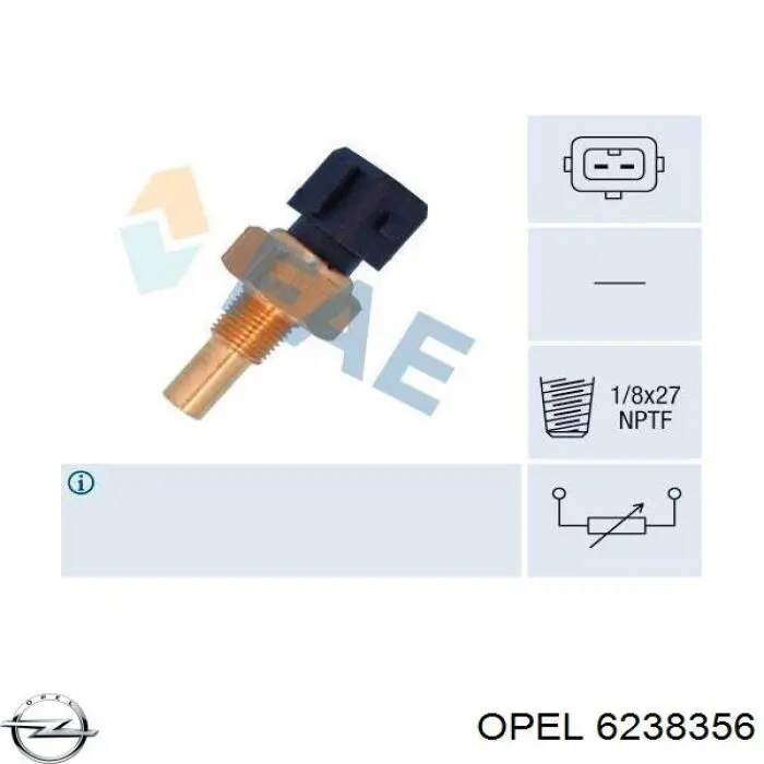 6238356 Opel sensor de temperatura del refrigerante