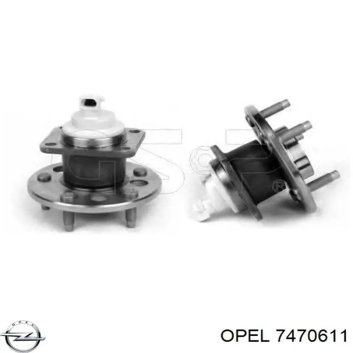 7470611 Opel cubo de rueda trasero