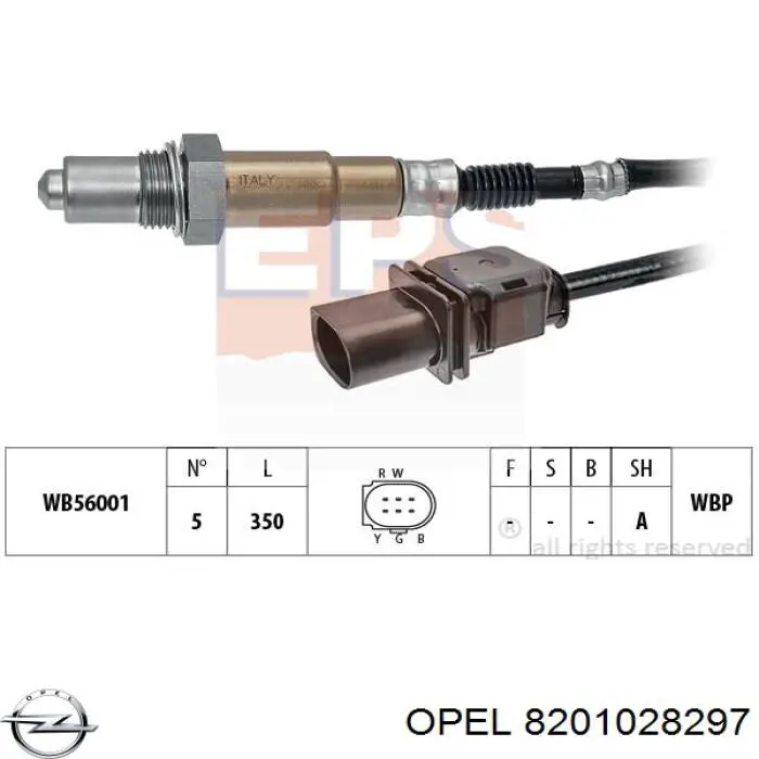 8201028297 Opel sonda lambda sensor de oxigeno para catalizador