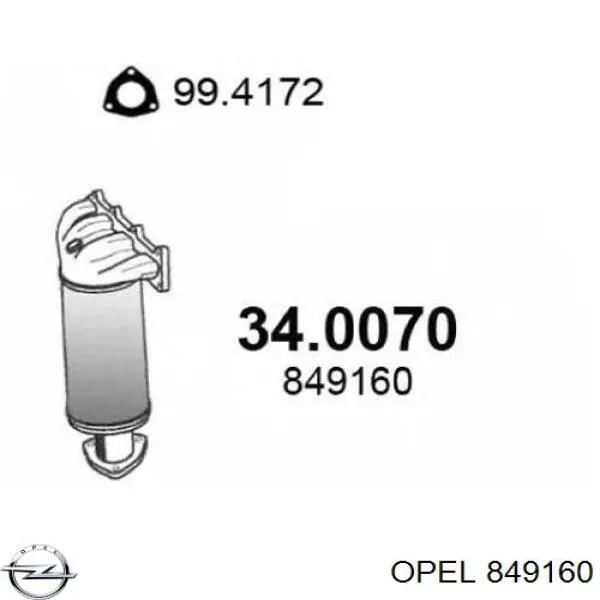 849160 Opel colector de escape, sistema de escape