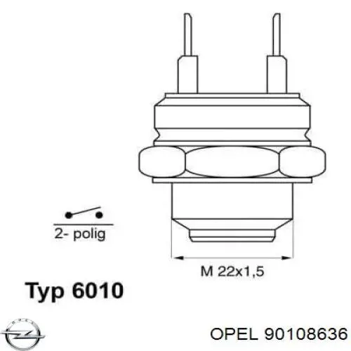 90108636 Opel sensor, temperatura del refrigerante (encendido el ventilador del radiador)