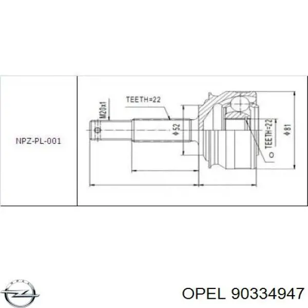 90334947 Opel junta homocinética exterior delantera