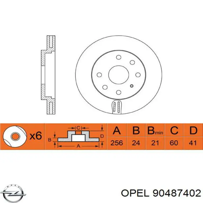 90487402 Opel freno de disco delantero