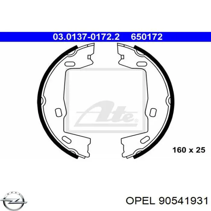 90541931 Opel juego de zapatas de frenos, freno de estacionamiento