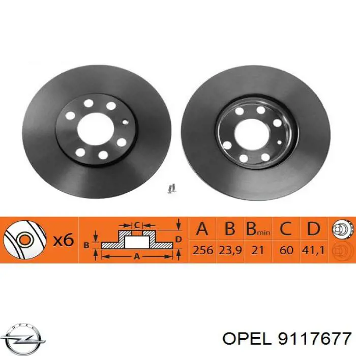 9117677 Opel freno de disco delantero